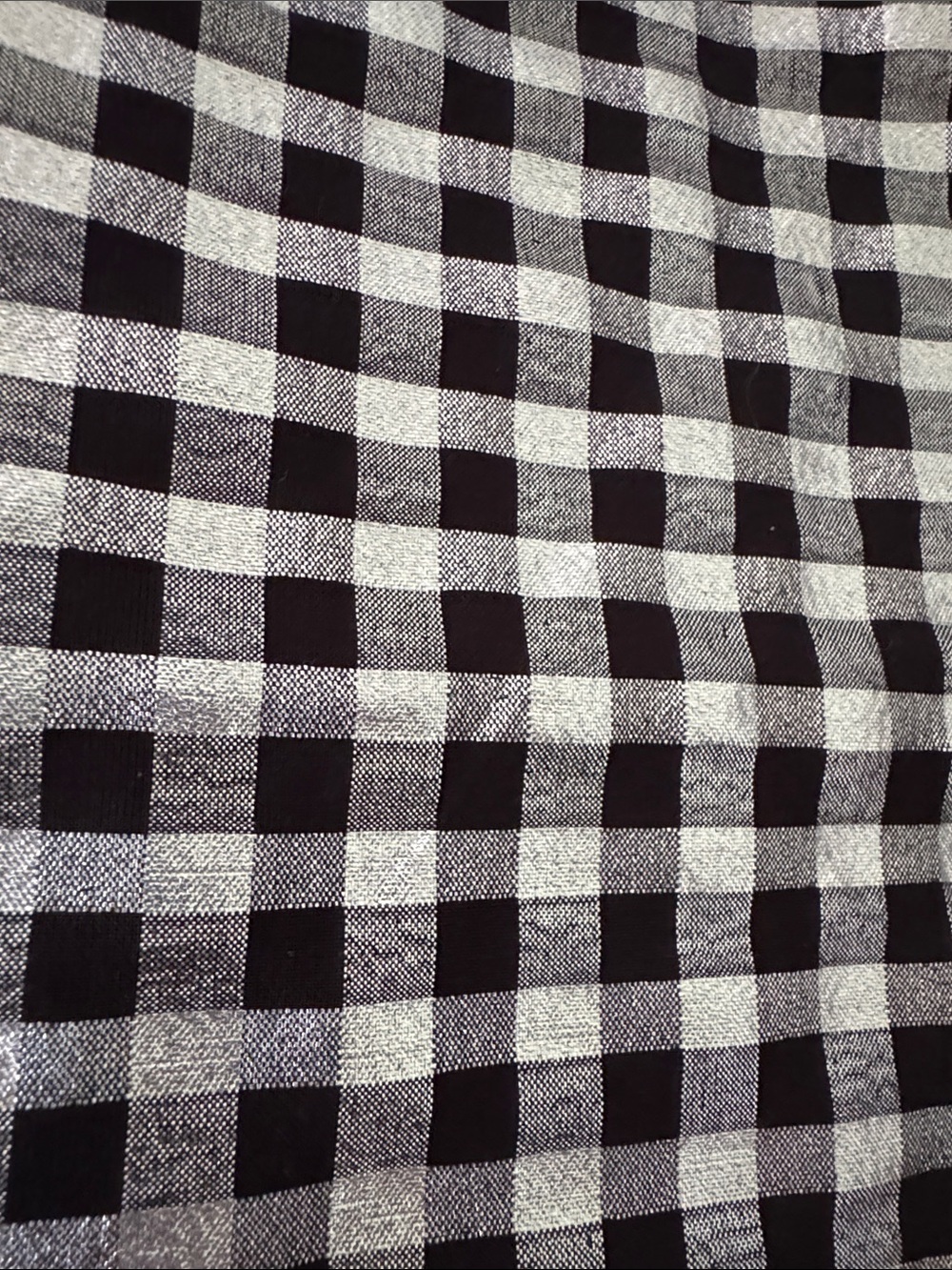 J. Crew Black & Silver shine Gingham Puff-Sleeve Blouse - Picture 2 of 6